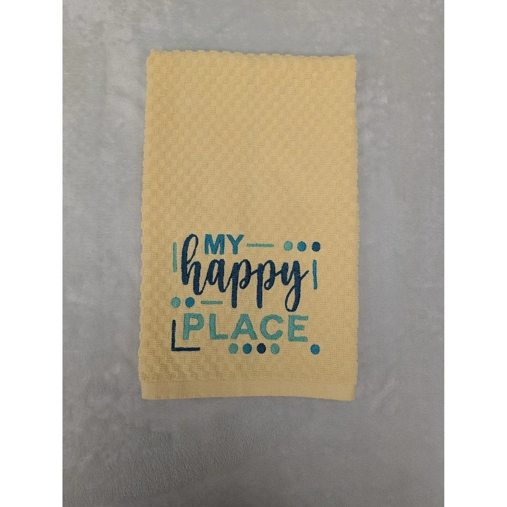 My Happy Place Kitchen Bath Bar Tea Hand Towel Great Gift Idea!